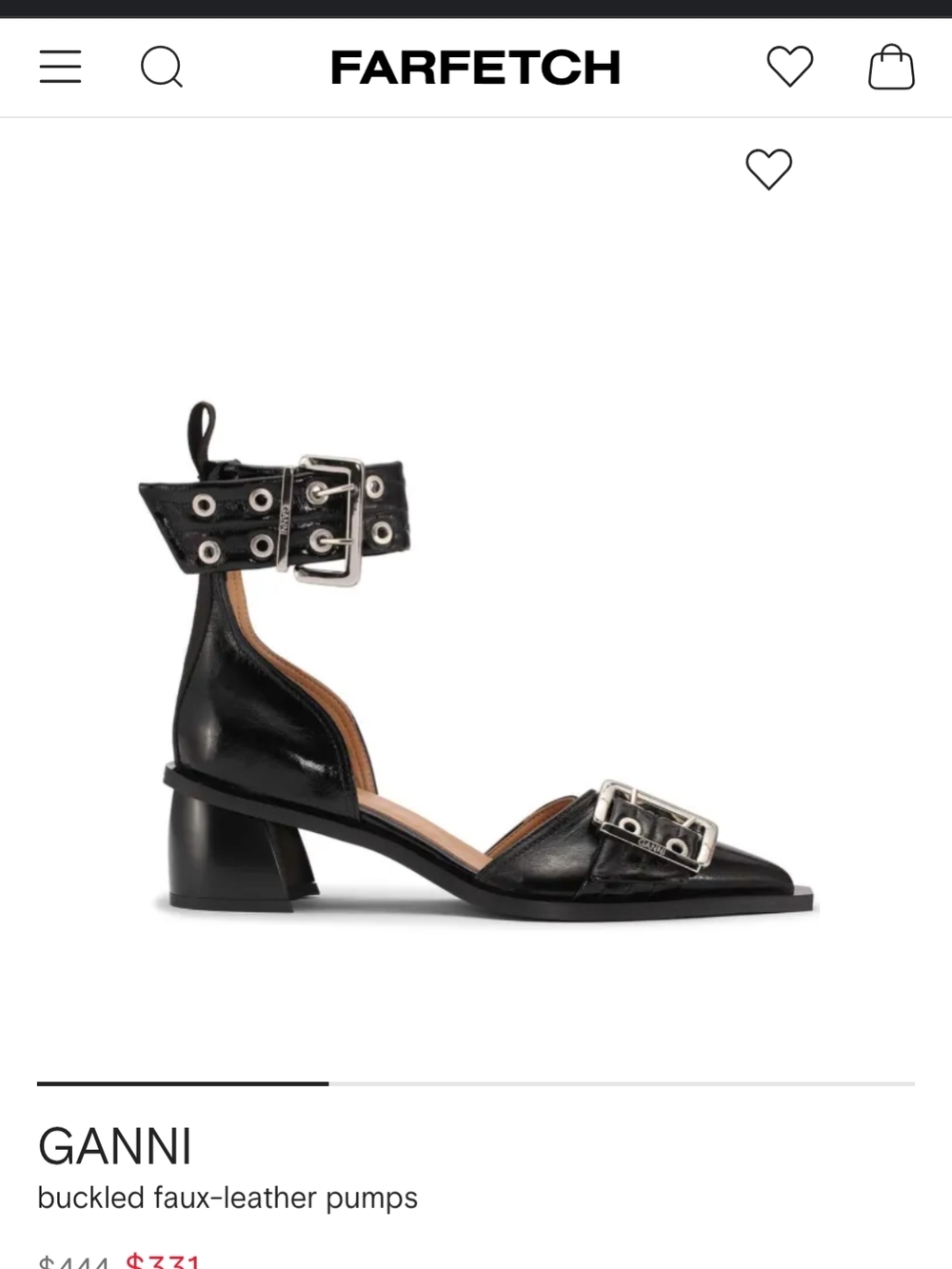 Ganni Black Pointed Buckle Ankle-Strap Heels With Box And Dust bag - Picture 3 of 5